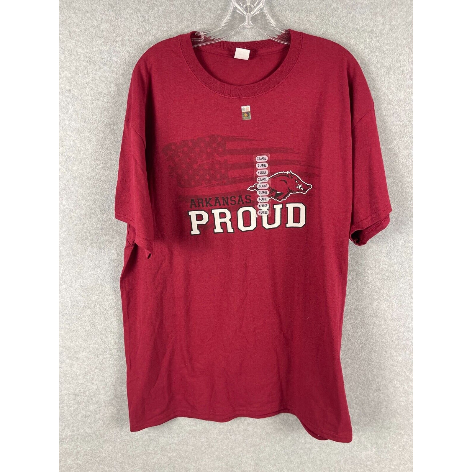 Arkansas Razorbacks T Shirt Men's Size Xl Red Ncaa Football American Flag Nwot